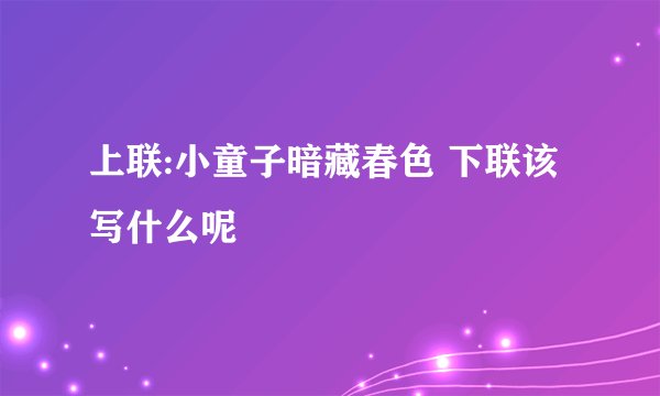 上联:小童子暗藏春色 下联该写什么呢