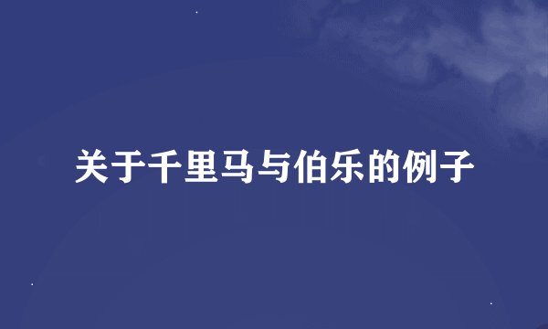 关于千里马与伯乐的例子