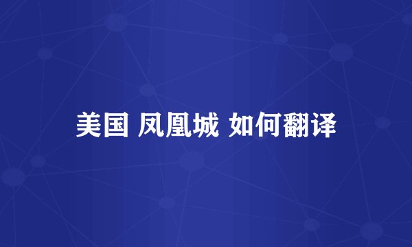 美国 凤凰城 如何翻译