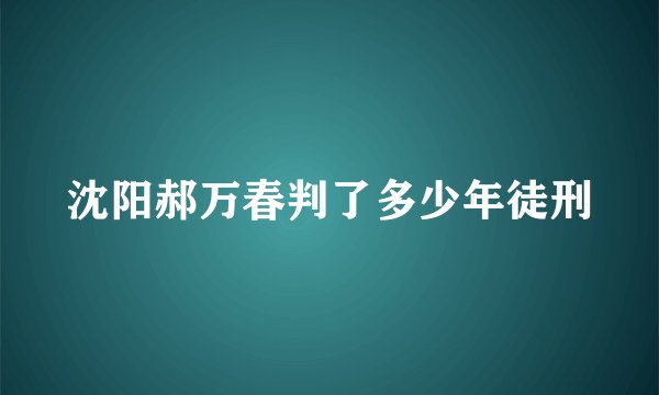 沈阳郝万春判了多少年徒刑