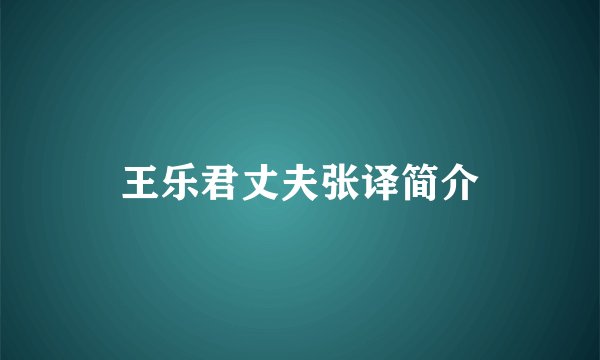 王乐君丈夫张译简介