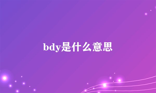 bdy是什么意思