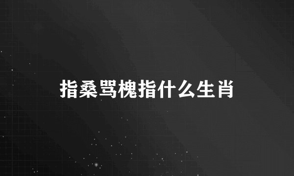 指桑骂槐指什么生肖