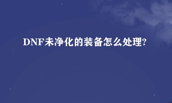 DNF未净化的装备怎么处理?
