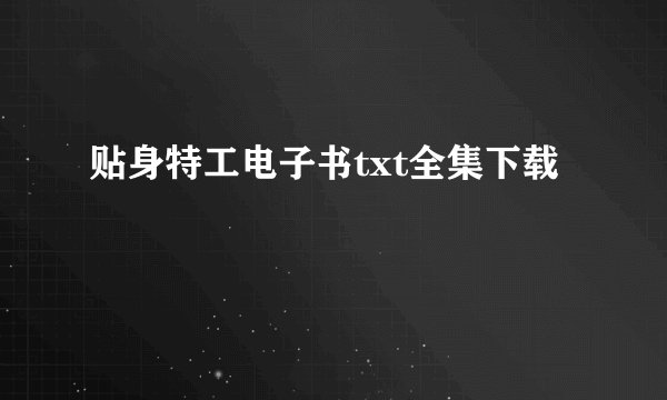 贴身特工电子书txt全集下载