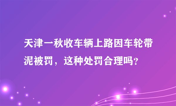 天津一秋收车辆上路因车轮带泥被罚，这种处罚合理吗？