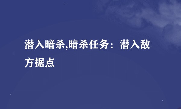 潜入暗杀,暗杀任务：潜入敌方据点