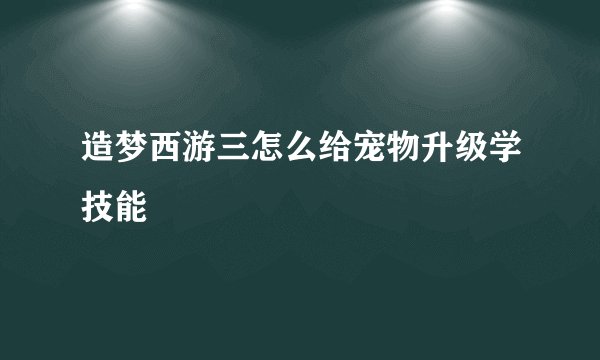造梦西游三怎么给宠物升级学技能