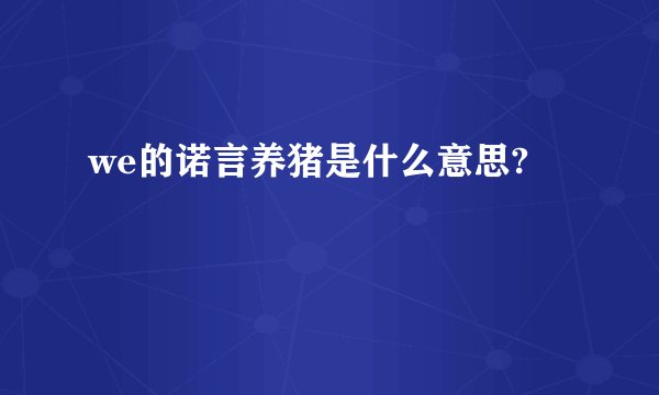 we的诺言养猪是什么意思?