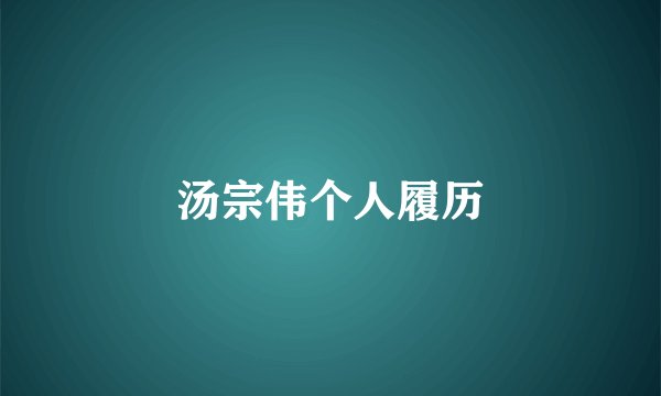 汤宗伟个人履历