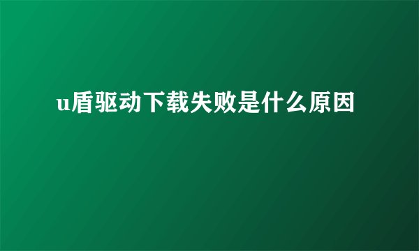 u盾驱动下载失败是什么原因