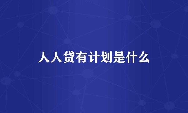 人人贷有计划是什么