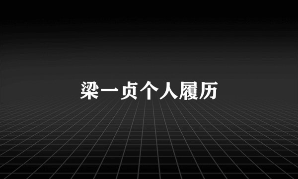 梁一贞个人履历
