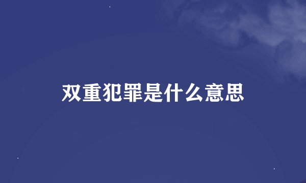 双重犯罪是什么意思