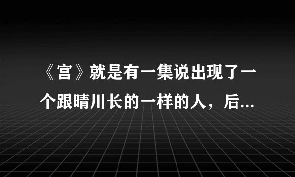 《宫》就是有一集说出现了一个跟晴川长的一样的人，后来她与八阿哥结婚了。