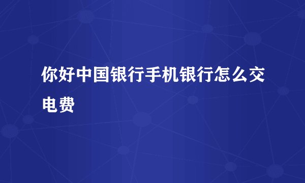 你好中国银行手机银行怎么交电费
