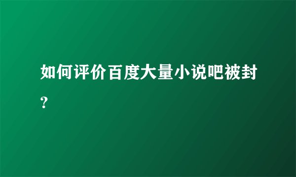 如何评价百度大量小说吧被封？