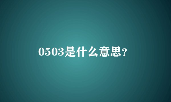 0503是什么意思？
