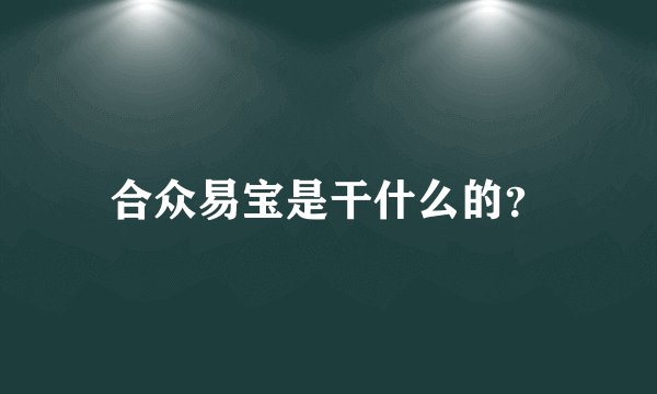 合众易宝是干什么的？