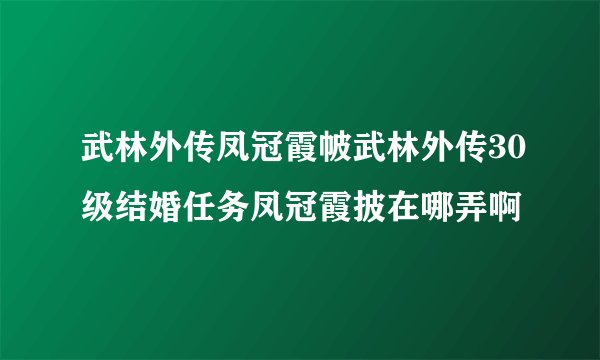 武林外传凤冠霞帔武林外传30级结婚任务凤冠霞披在哪弄啊