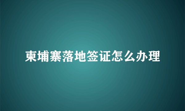 柬埔寨落地签证怎么办理