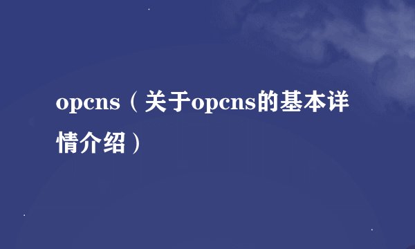 opcns（关于opcns的基本详情介绍）