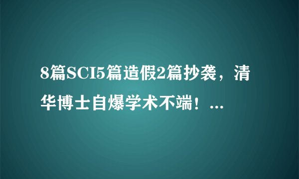 8篇SCI5篇造假2篇抄袭，清华博士自爆学术不端！还呼吁网友向他学习？！