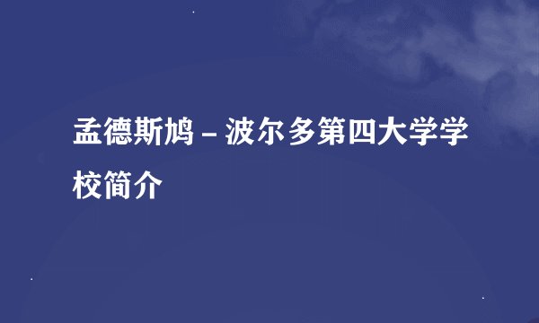 孟德斯鸠－波尔多第四大学学校简介