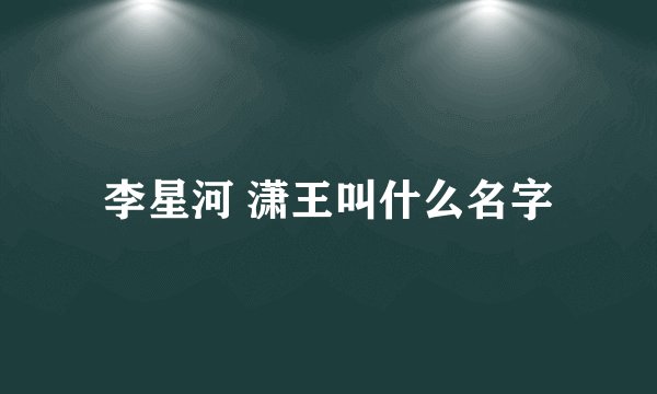 李星河 潇王叫什么名字