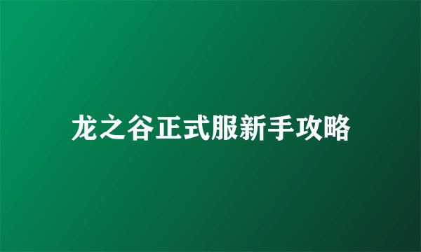 龙之谷正式服新手攻略