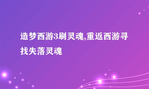 造梦西游3刷灵魂,重返西游寻找失落灵魂
