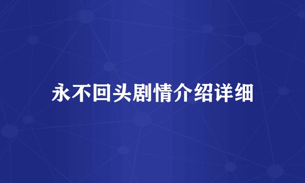 永不回头剧情介绍详细