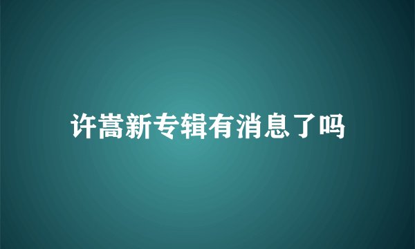 许嵩新专辑有消息了吗