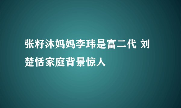 张籽沐妈妈李玮是富二代 刘楚恬家庭背景惊人