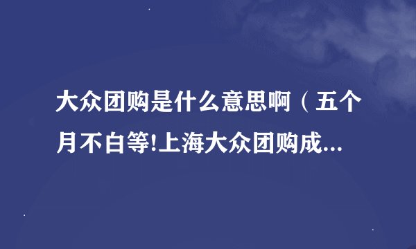 大众团购是什么意思啊（五个月不白等!上海大众团购成交76台）