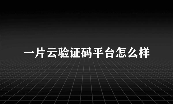 一片云验证码平台怎么样
