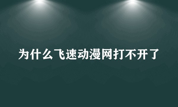 为什么飞速动漫网打不开了