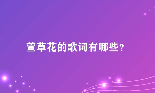 萱草花的歌词有哪些？