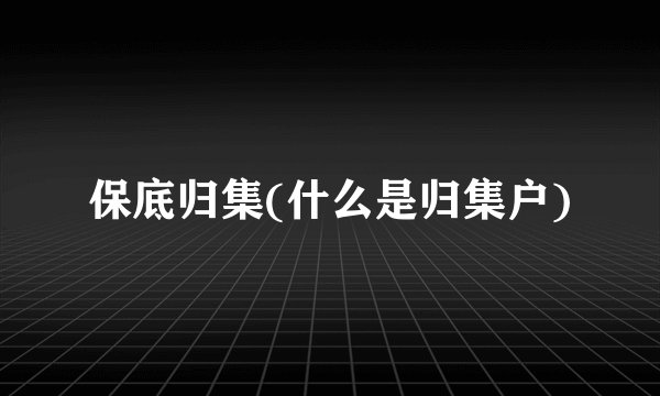 保底归集(什么是归集户)
