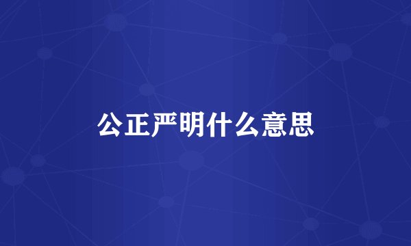 公正严明什么意思