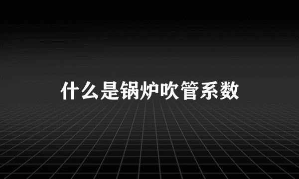 什么是锅炉吹管系数