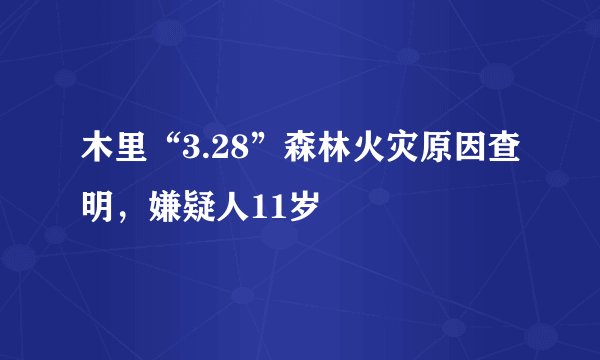 木里“3.28”森林火灾原因查明，嫌疑人11岁