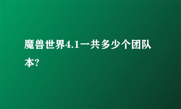 魔兽世界4.1一共多少个团队本?
