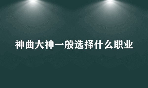 神曲大神一般选择什么职业