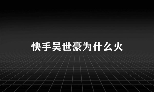 快手吴世豪为什么火