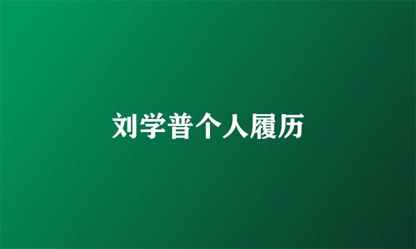 刘学普个人履历