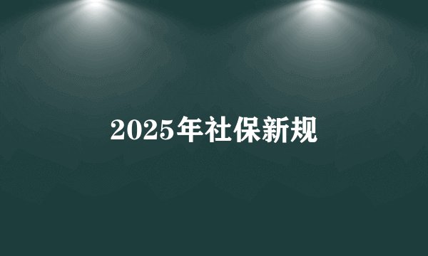 2025年社保新规