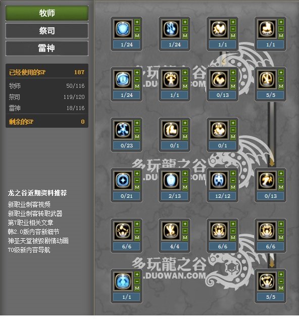 求龙之谷雷神刷图加点图！