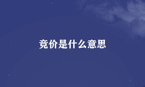 竞价是什么意思