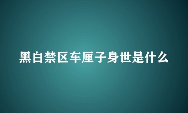 黑白禁区车厘子身世是什么